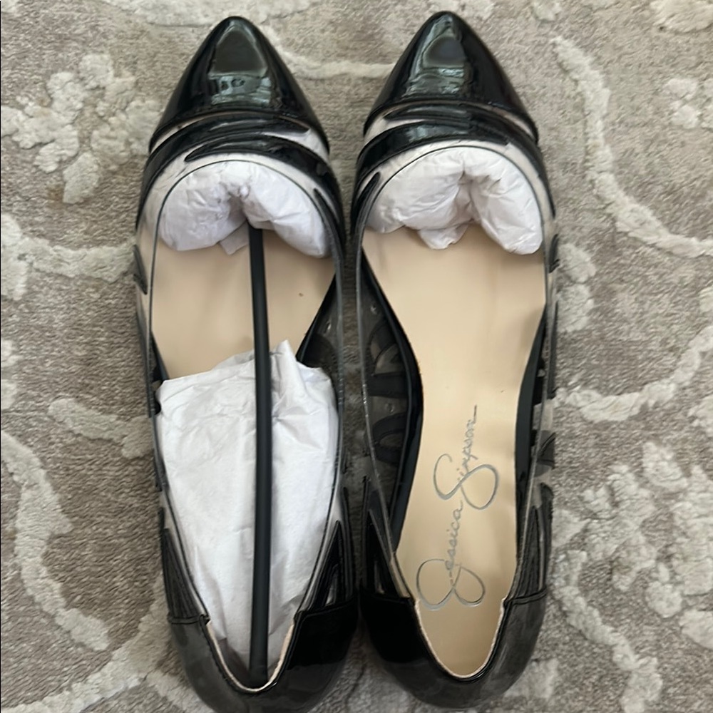 Jessica Simpson Zaina Black Patent flats. Size 8. New with tags.
